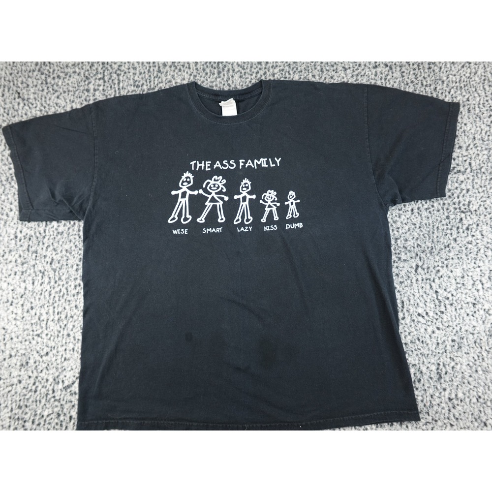 Gildan T-Shirt Mens‎ 2XL Black  The A** Family Stick Figure Funny Novelty Tee